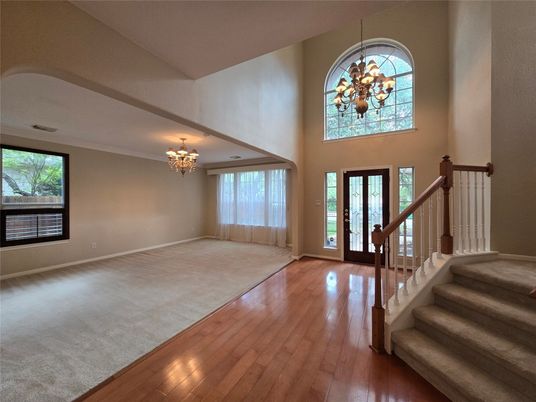 Chandelier, Empty room, Interior, Wood Texture Flooring