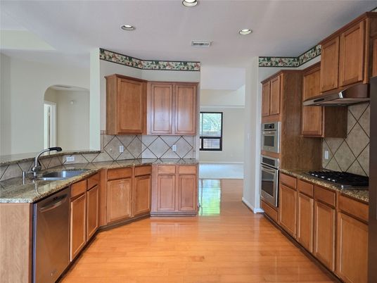 Interior, Kitchen, Recessed Lighting, Wood Texture Flooring
