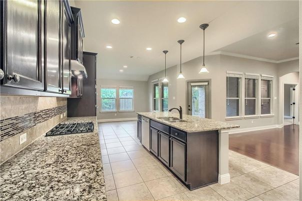 Interior, Kitchen, Pendant Lights, Recessed Lighting, Wood Texture Flooring