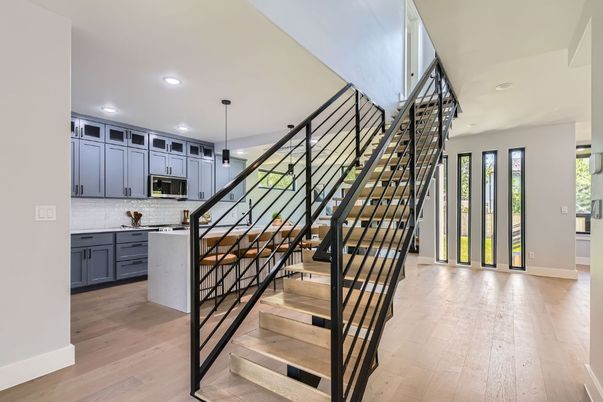 Interior, Kitchen, Pendant Lights, Recessed Lighting, Wood Texture Flooring