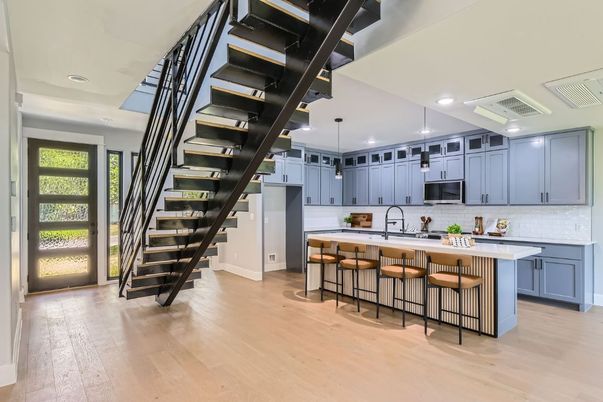 Interior, Kitchen, Pendant Lights, Recessed Lighting, Wood Texture Flooring
