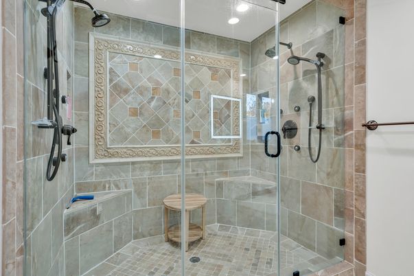 Bathroom, Glass Shower, Interior, Recessed Lighting