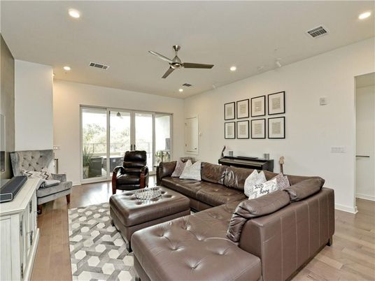 Interior, Living room, Piano, Recessed Lighting, Wood Texture Flooring