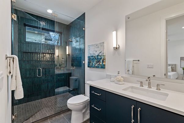 Bathroom, Glass Shower, Interior, Recessed Lighting