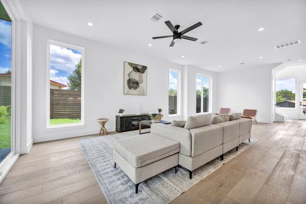 Interior, Living room, Recessed Lighting, Wood Texture Flooring