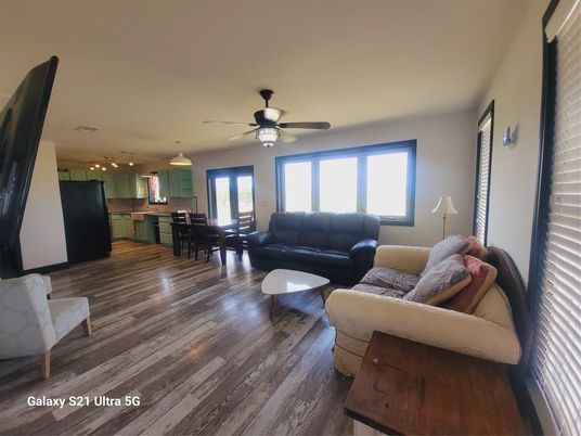Dining room, Interior, Kitchen, Living room, Pendant Lights, Wood Texture Flooring
