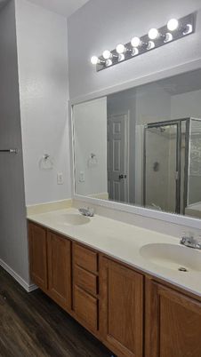 Bathroom, Dual Sink Vanities, Interior, Wood Texture Flooring