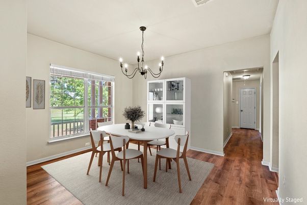 Chandelier, Dining room, Interior, Wood Texture Flooring