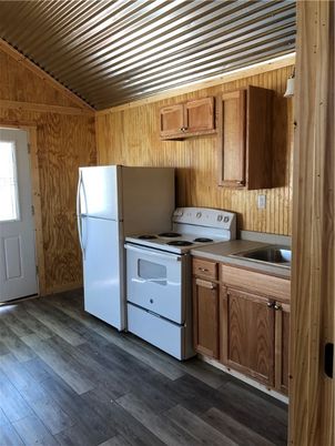 Interior, Kitchen, Wood Texture Flooring, Wooden Walls