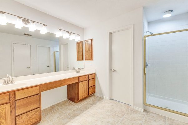 Bathroom, Dual Sink Vanities, Glass Shower, Interior