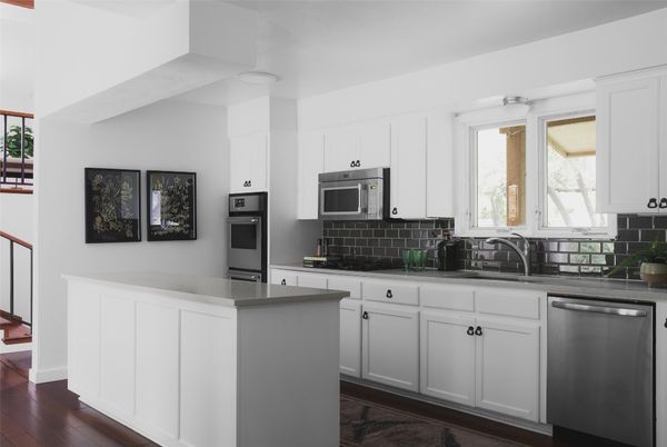 Interior, Kitchen, Stainless Steel Appliances, Wood Texture Flooring