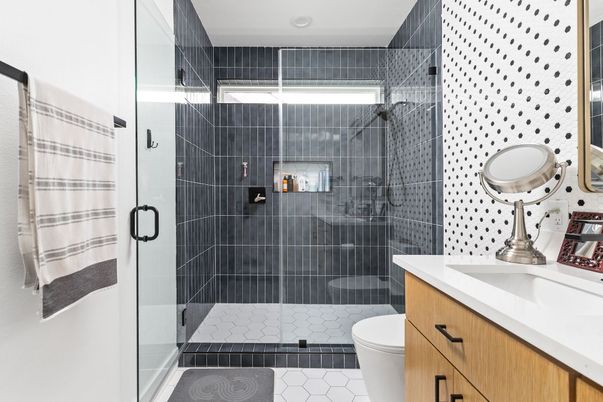 Bathroom, Glass Shower, Interior, Recessed Lighting