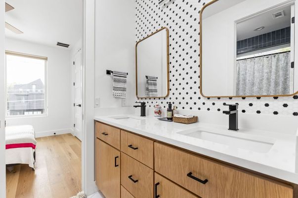 Bathroom, Dual Sink Vanities, Interior, Wood Texture Flooring