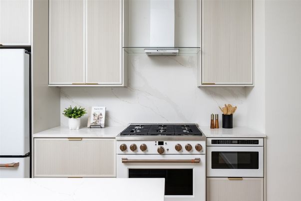 Interior, Kitchen, Marble Walls, Stainless Steel Appliances
