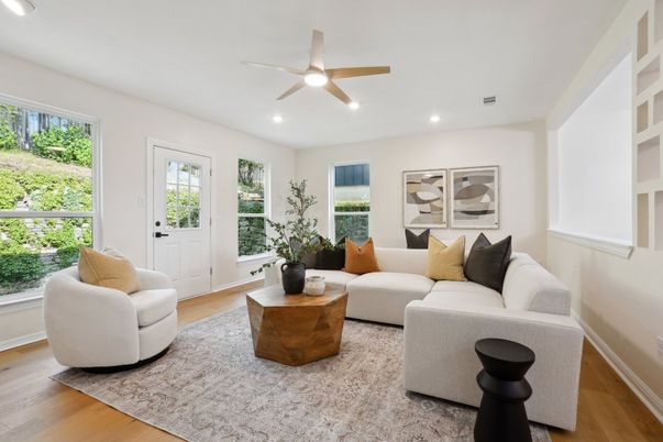 Interior, Living room, Recessed Lighting, Wood Texture Flooring