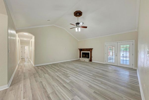 Empty room, Fireplace, Interior, Wood Texture Flooring