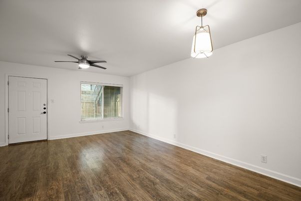 Empty room, Interior, Pendant Lights, Wood Texture Flooring