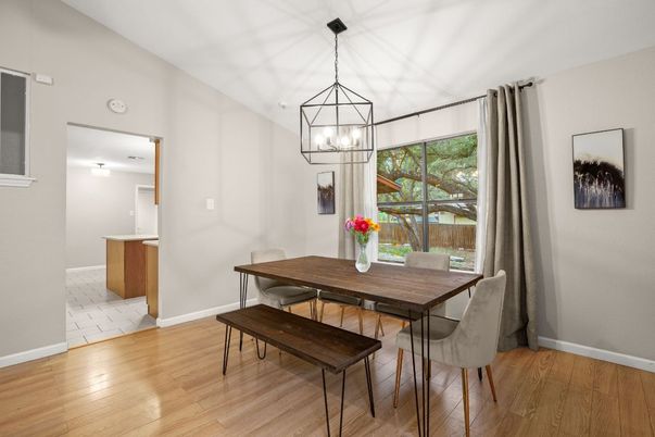 Chandelier, Dining room, Interior, Pendant Lights, Wood Texture Flooring
