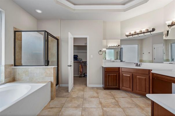 Bathroom, Dual Sink Vanities, Glass Shower, Interior, Recessed Lighting