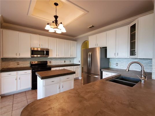 Chandelier, Interior, Kitchen, Stainless Steel Appliances
