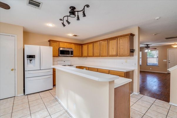 Interior, Kitchen, Recessed Lighting, Wood Texture Flooring