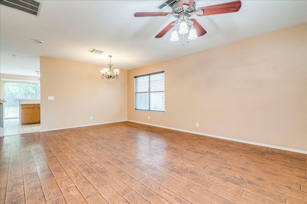 Chandelier, Empty room, Interior, Wood Texture Flooring