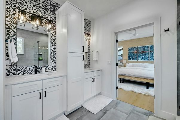 Bathroom, Bedroom, Dual Sink Vanities, Interior, Wood Texture Flooring
