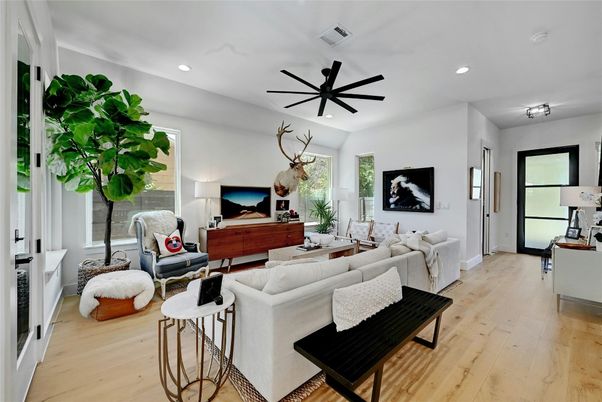 Interior, Living room, Recessed Lighting, Wood Texture Flooring