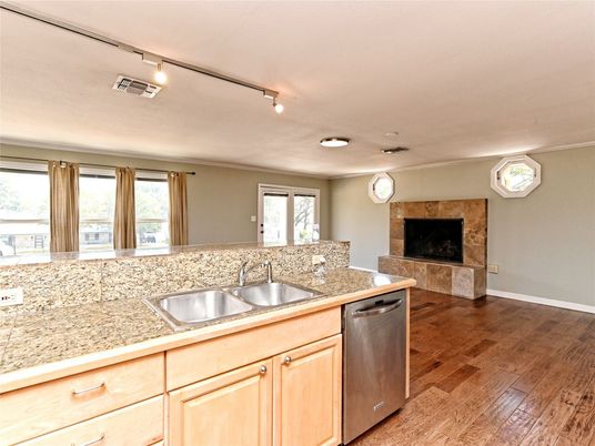 Fireplace, Interior, Kitchen, Wood Texture Flooring