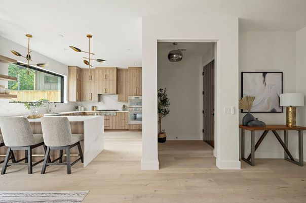 Interior, Kitchen, Pendant Lights, Recessed Lighting, Wood Texture Flooring
