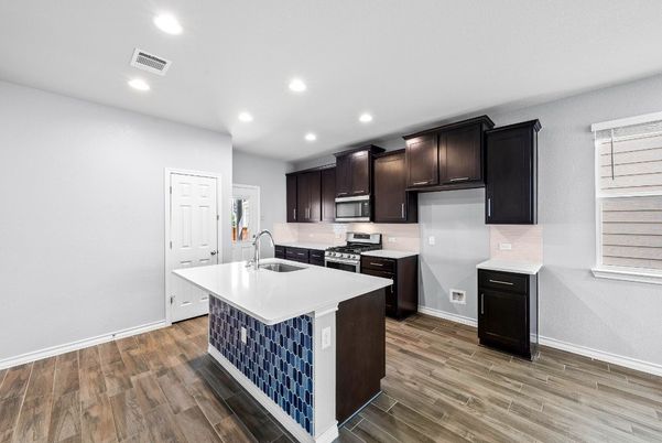 Interior, Kitchen, Recessed Lighting, Wood Texture Flooring