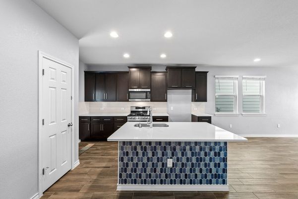 Interior, Kitchen, Recessed Lighting, Wood Texture Flooring