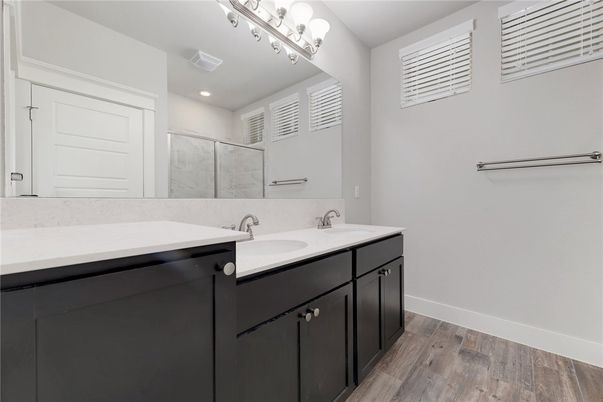 Bathroom, Interior, Recessed Lighting, Wood Texture Flooring