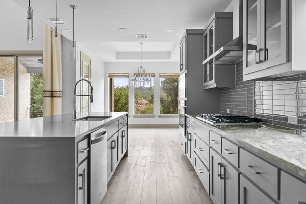 Chandelier, Interior, Kitchen, Pendant Lights, Recessed Lighting, Wood Texture Flooring