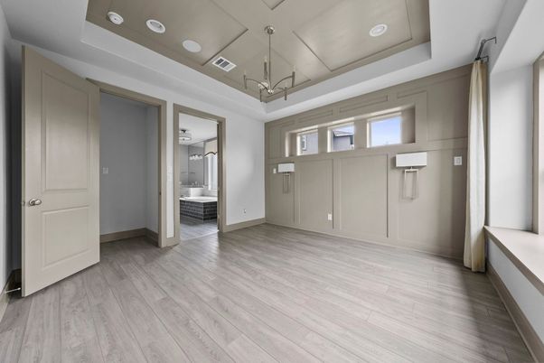 Bathroom, Empty room, Interior, Recessed Lighting, Wood Texture Flooring
