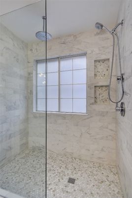 Bathroom, Glass Shower, Interior, Marble Walls