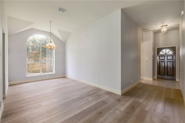 Chandelier, Empty room, Interior, Pendant Lights, Wood Texture Flooring