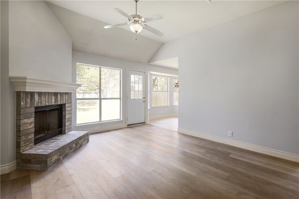 Empty room, Fireplace, Interior, Wood Texture Flooring