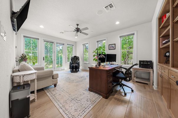 Home Office, Interior, Recessed Lighting, Wood Texture Flooring