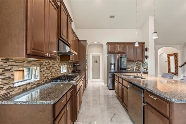 Interior, Kitchen, Marble, Pendant Lights, Recessed Lighting