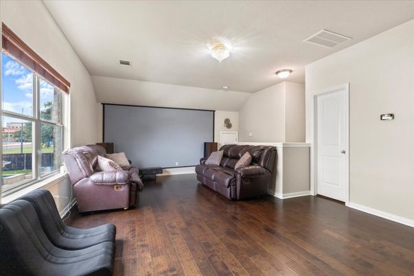 Interior, Projection Screen, Wood Texture Flooring