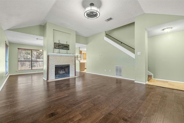Empty room, Fireplace, Interior, Wood Texture Flooring
