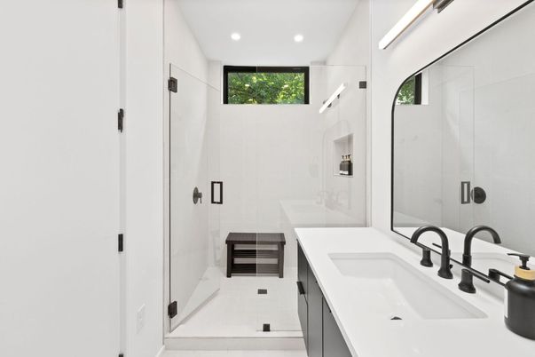 Bathroom, Glass Shower, Interior, Recessed Lighting