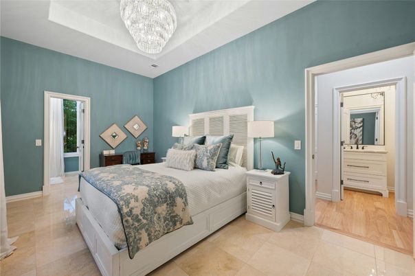 Bedroom, Chandelier, Interior, Wood Texture Flooring