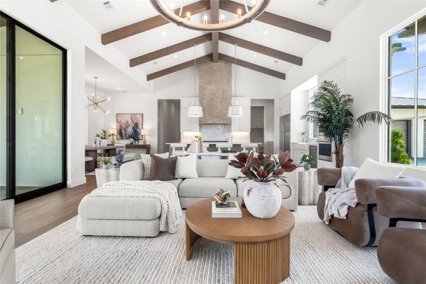 Dining room, Interior, Kitchen, Living room, Pendant Lights, Recessed Lighting, Wooden Beams, Wood Texture Flooring