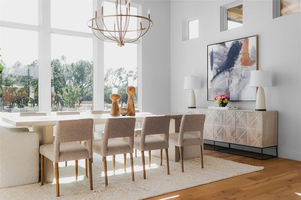 Chandelier, Dining room, Interior, Pendant Lights, Wood Texture Flooring