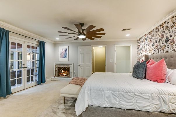 Bedroom, Fireplace, Interior, Recessed Lighting