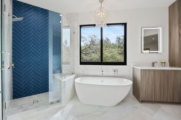 Bathroom, Chandelier, Free Standing Baths, Interior, Marble