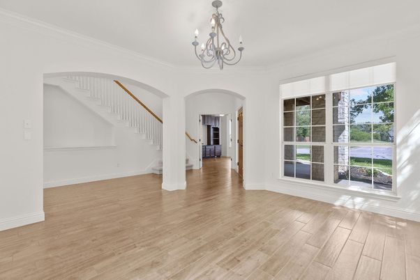 Chandelier, Empty room, Interior, Wood Texture Flooring
