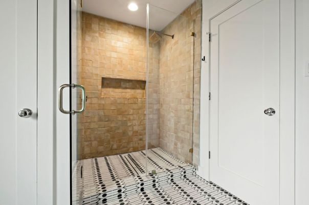 Bathroom, Glass Shower, Interior, Recessed Lighting